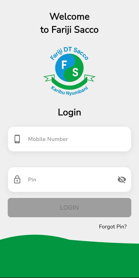 Fariji Cash login screen