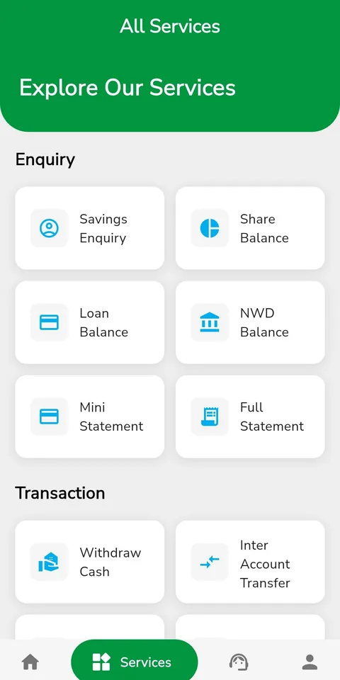 Fariji Cash services: balance enquiries, statements, withdrawals and transfers